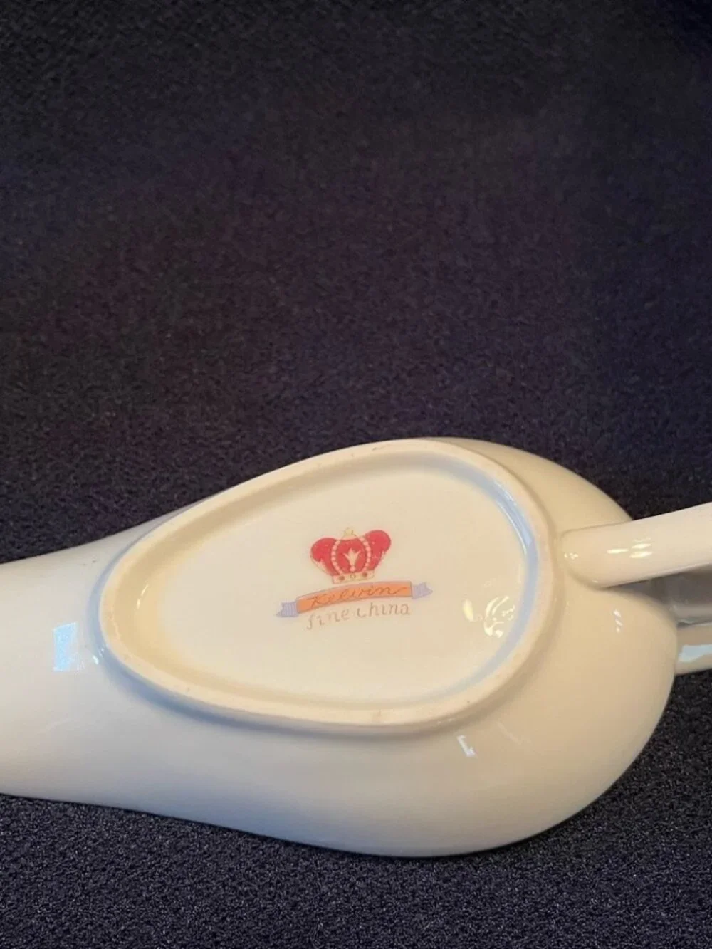 Vintage Kelvin Fine China porcelain spoon rest with violet design